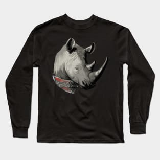 Thug Rhino animal art Long Sleeve T-Shirt